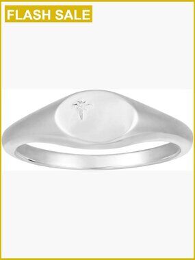 Stacking Ring 18K Gold Plated Square Signet Pinky Ring Dainty North Star Oval